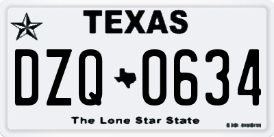 TX license plate DZQ0634