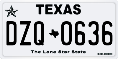 TX license plate DZQ0636