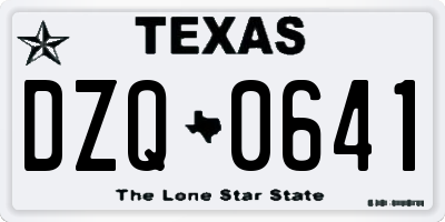 TX license plate DZQ0641