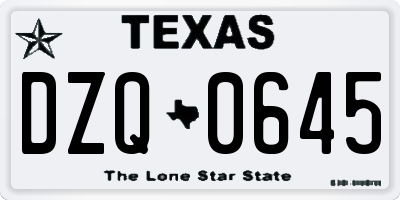 TX license plate DZQ0645