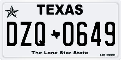 TX license plate DZQ0649