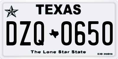 TX license plate DZQ0650