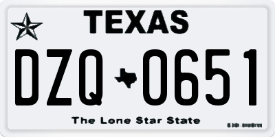 TX license plate DZQ0651