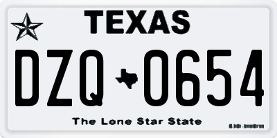 TX license plate DZQ0654