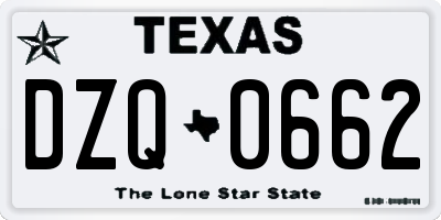 TX license plate DZQ0662