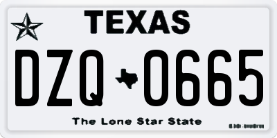 TX license plate DZQ0665