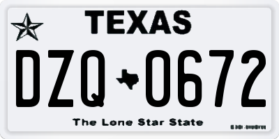 TX license plate DZQ0672