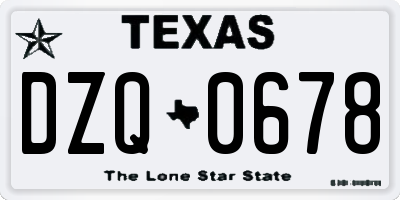 TX license plate DZQ0678