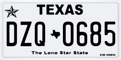 TX license plate DZQ0685
