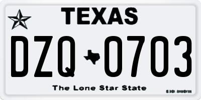 TX license plate DZQ0703