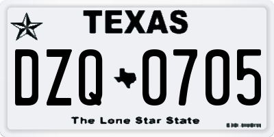 TX license plate DZQ0705