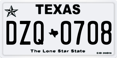 TX license plate DZQ0708