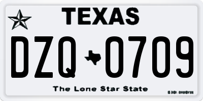 TX license plate DZQ0709