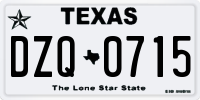 TX license plate DZQ0715