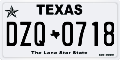 TX license plate DZQ0718