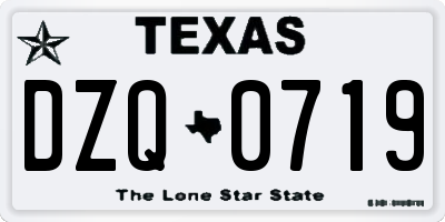 TX license plate DZQ0719