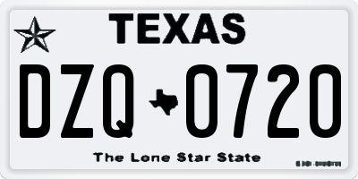 TX license plate DZQ0720
