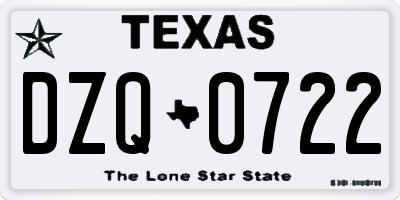 TX license plate DZQ0722