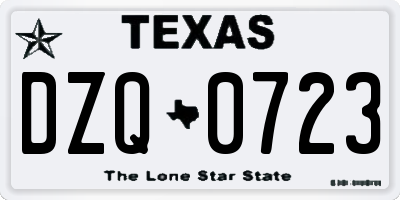 TX license plate DZQ0723