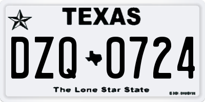 TX license plate DZQ0724