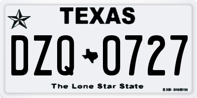 TX license plate DZQ0727