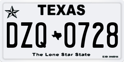 TX license plate DZQ0728