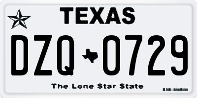 TX license plate DZQ0729