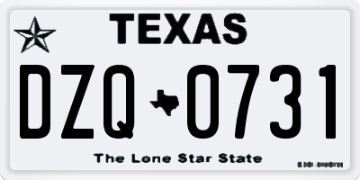 TX license plate DZQ0731