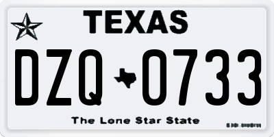 TX license plate DZQ0733