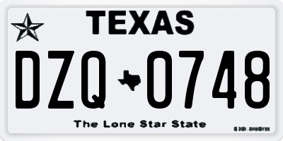 TX license plate DZQ0748