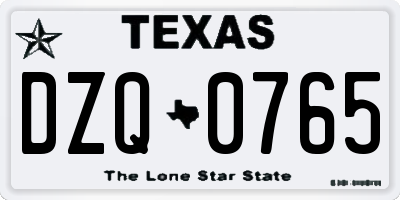 TX license plate DZQ0765