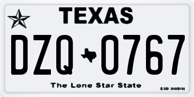 TX license plate DZQ0767