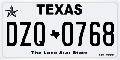 TX license plate DZQ0768