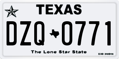 TX license plate DZQ0771