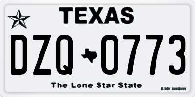 TX license plate DZQ0773