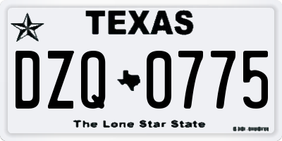 TX license plate DZQ0775