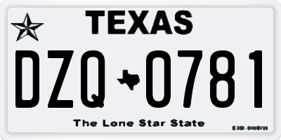 TX license plate DZQ0781