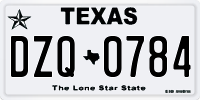 TX license plate DZQ0784