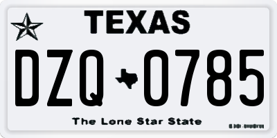 TX license plate DZQ0785