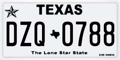 TX license plate DZQ0788