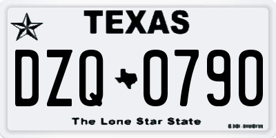 TX license plate DZQ0790