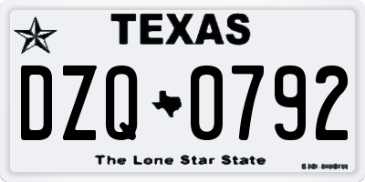 TX license plate DZQ0792