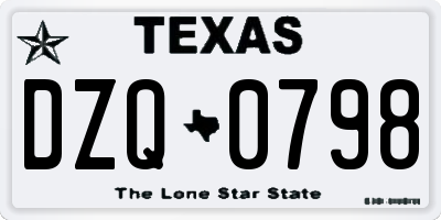 TX license plate DZQ0798