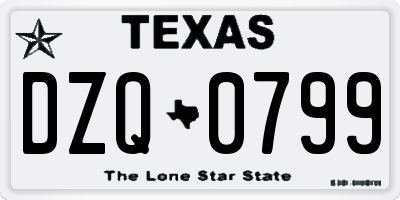 TX license plate DZQ0799