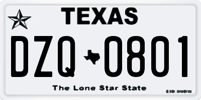 TX license plate DZQ0801