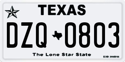 TX license plate DZQ0803