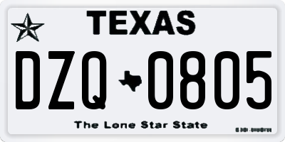 TX license plate DZQ0805