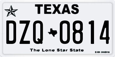 TX license plate DZQ0814