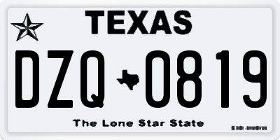 TX license plate DZQ0819