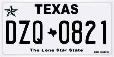 TX license plate DZQ0821